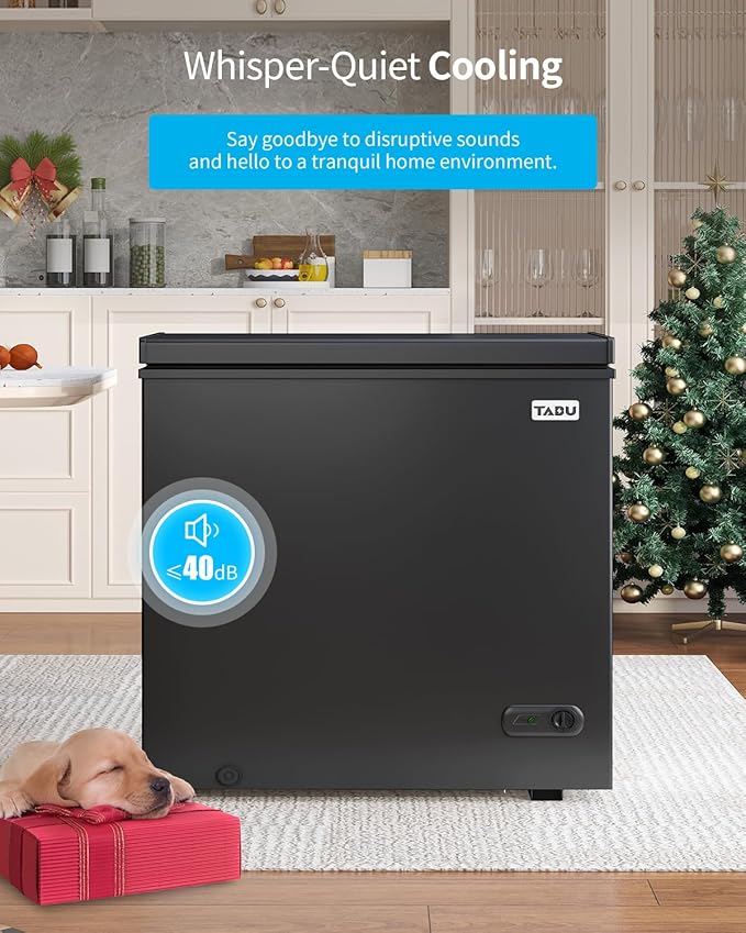 TABU 10 Cu Ft Deep Freezer,Top Opening Chest Freezer with Removable Basket, Energy Saving Compact Freezer with 7 Level Adjustable Thermostat(Black)