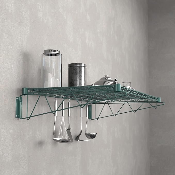 24" x 48" Green Epoxy Wire Wall Mount Shelf