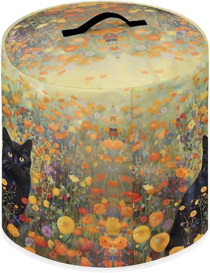 Xoenoiee Black Cat Foral Pattern Kitchen Appliance Dust Cover with Pockets, Electric Pressure Cooker Cover Compatible with Rice Cooker Cover Air Fryer Cover, for 3 Qt Pot