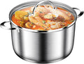 Cooking Pot, Stainless Steel Stock Pot, Soup Pot with Glass Lid, Induction Pots - 6 Quart