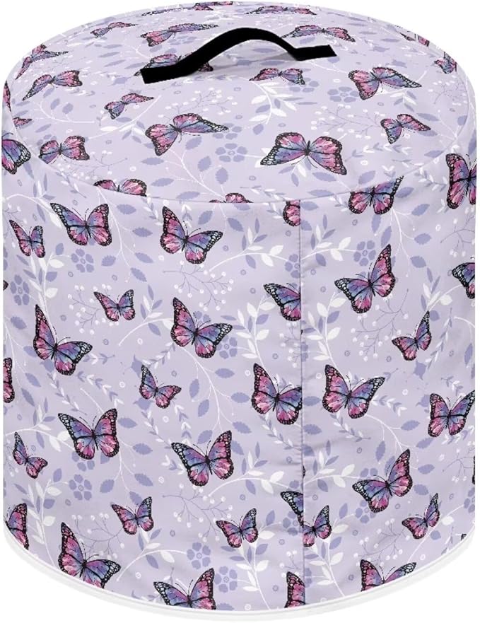 Flashideas Purple Butterfly Pressure Cooker Cover with Storage Pocket Compatible with 8 10 Quart Instant Pot, Durable Rice Cooker Air Fryer Accessories, Waterproof Kitchen Appliances Dust Cover