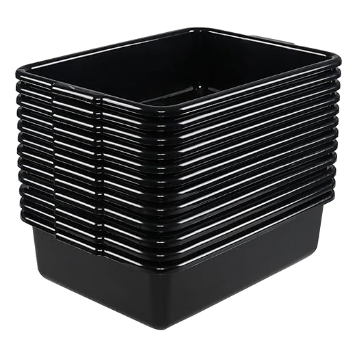 12-Pack 13 L Plastic Commercial Bus Tub, Black Bus Box