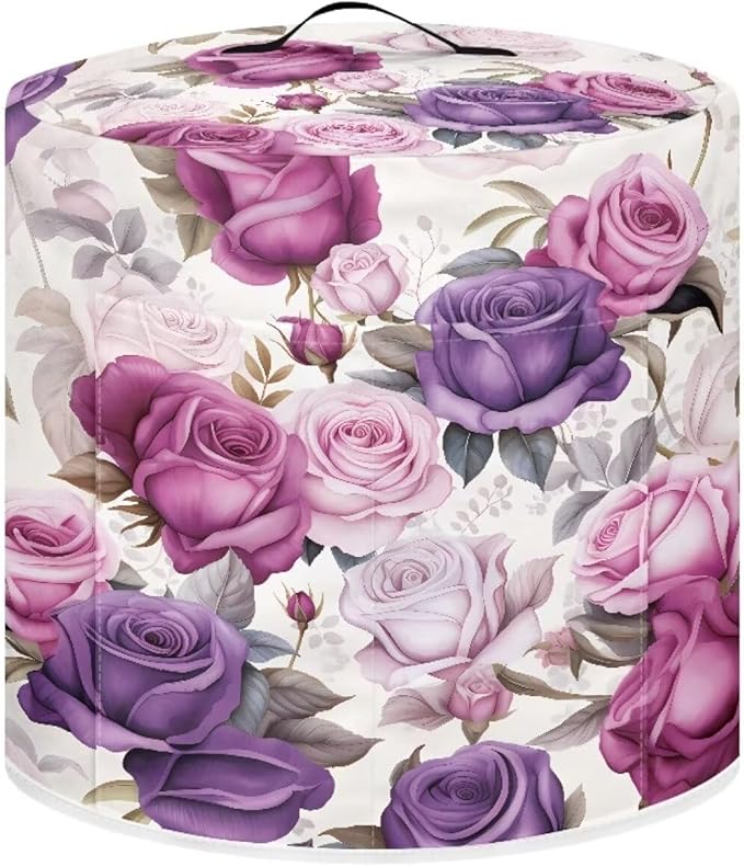 Flashideas Purple Rose Pressure Cooker Cover for Women Insulated Rice Cooker Cover with Easy to Clean Lining Waterproof Dust Cover with Pockets for Instant Pot 6 Quart Appliance Cover