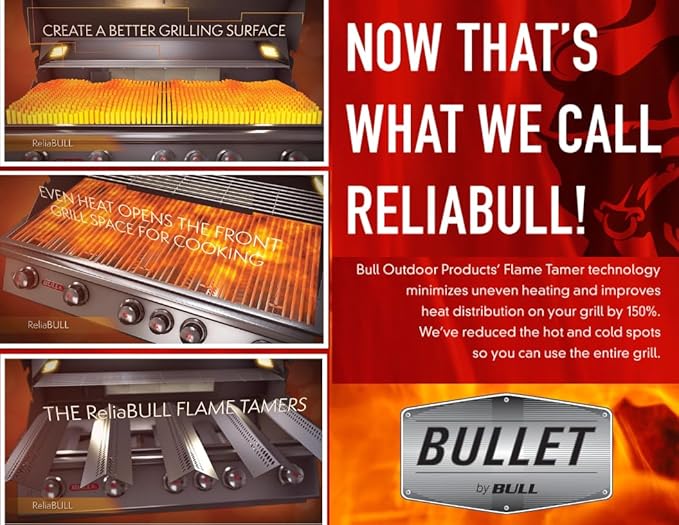 Bullet by Bull Stainless Steel Outdoor Kitchen Grill Set - Built-In Liquid Propane Grill -BBQ Kitchen Island Bundle - Includes 4 Burner Grill, Single Access Door & Double Storage Drawer