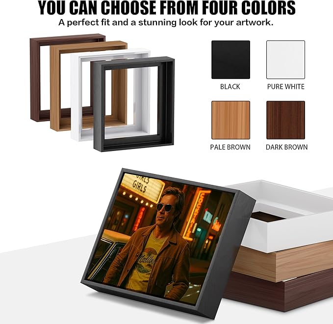 ART Canvas Floater Frame Fits 1”–1.25”Deep Gallery-Wrapped Canvas, Wood-Look Floater Frames for Finished Stretched Canvas Prints, Wall Oil Paintings Artwork for Home Bedroom (Light Oak, 8" x 12")