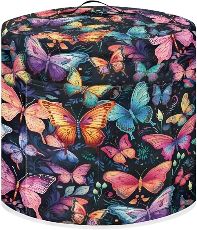 Flashideas Colorful Butterfly Pressure Cooker Cover for 8 Quart Instant Pot and Air Fryer Accessories, Stain Resistant Washable Round Protective Cover Electric Appliance Cover with Front Pocket