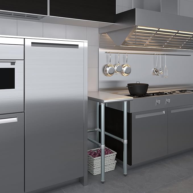 AmGood Stainless Steel Work Table Open Base | NSF Kitchen Island Food Prep | Laundry Garage Utility Bench (15" Long X 30" Deep)