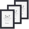 Fun Memories 5x7 Picture Frame, Solid Oak Wood 5 x 7 Frame with Plexiglass, 5 by 7 Photo Frame for Wall & Tabletop Display, 5x7 Picture Frame Matted to 4x6, Black Color, 3 Pack