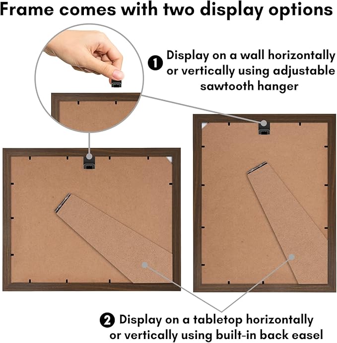 Americanflat 9x12 Picture Frame with Shatter-Resistant Glass - Use as 6x8 Frame with Mat or Display 9x12 Photo Without Mat - Signature Collection - Picture Frames for Tabletop and Wall - Walnut