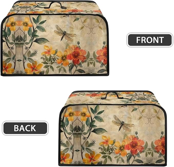 Vintage Flower Slow Cooker Dust Cover Oval 6-8 Qt Dragonfly Crock Pot 6-8 Quart Slow Cooker Cover Dust Cover Fits for Most 6-8 Quart Oval Slow Cooker Convenient