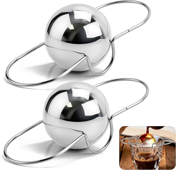 Upgrade 2 Pack Espresso Frozen Ball for Espresso Coffee, Stainless Steel Espresso Chilling Ball Espresso Cooler Espresso Machine Accessories
