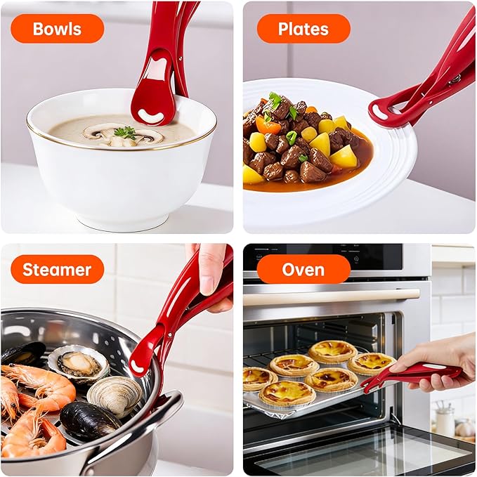 2-Pack Anti-Scald Bowl Clip,Multi-Purpose Silicone Heat Resistant Grippers,Air Fryer Pans Gripper For Dish, Bowls, Pots,Plates