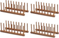 HBlife 4pcs Acacia Wooden Dish Dying Rack Pot Lid Plate Organizer Holder for Cabinet, Cutting Board Stand Drainer Storage Plate Rack for Dish, Pot Lid, Bowl, Cup, Cutting Board and Books