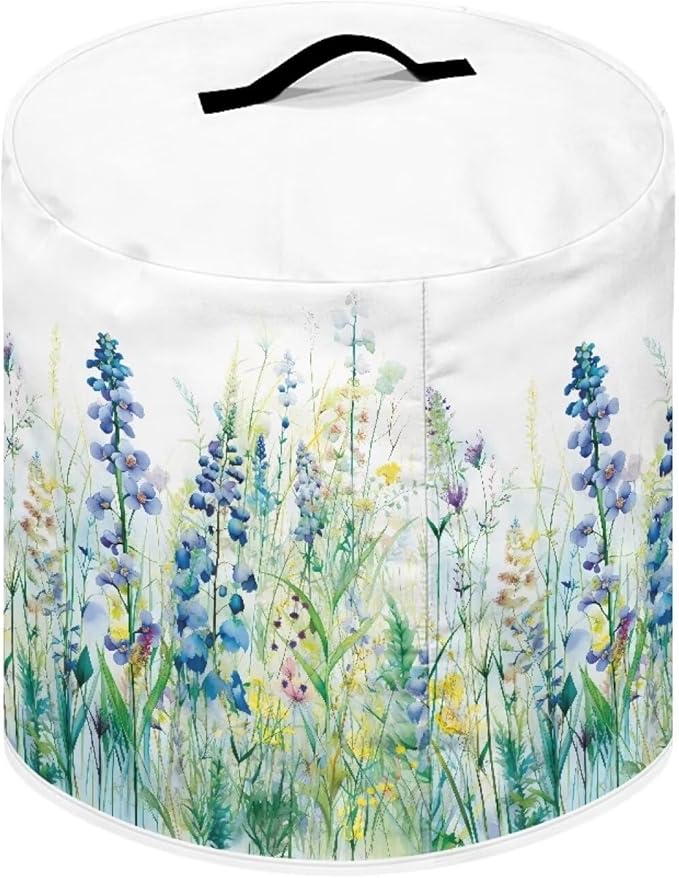 Insulated Pressure Cooker Appliance Cover, Also Fit for Rice Cooker, Air Fryer and Crock Pot, 6 Qt Dust Cover with Pocket for Spoon/Cooking Utensils/Recipes, Blue Green Floral