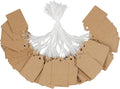 Uniclife 200 Pcs Price Tags with String Attached 1.8 Inch Writable Brown Kraft Paper Tags Hang Tag Price Display Labels for Pricing Clothing Jewelry Blank Merchandise Marking Label, 1.8" x 1"