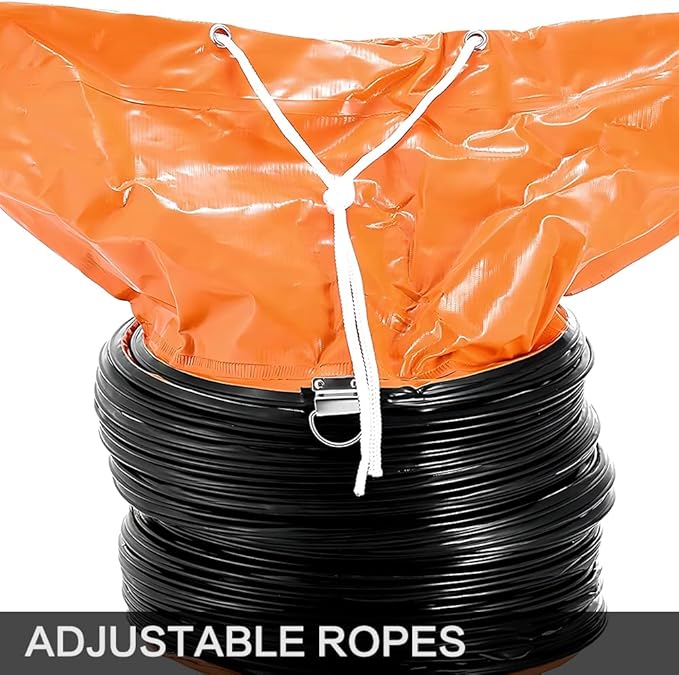 PVC Flexible Duct Hose 25FT, HVAC Duct Hosing Flame Retardant for 8in Ventilator Utility Blower Fan with Adjustable Rope and D-Ring, Easy Storage (8inx25ft)