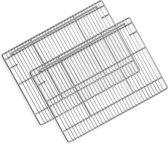 19 1/3" x 27 1/2" Commercial Freezer and Refrigerator Replacement Shelves for Three-Door Refrigerators, Set of 2, Epoxy-Coated Gray Steel Wire Shelves