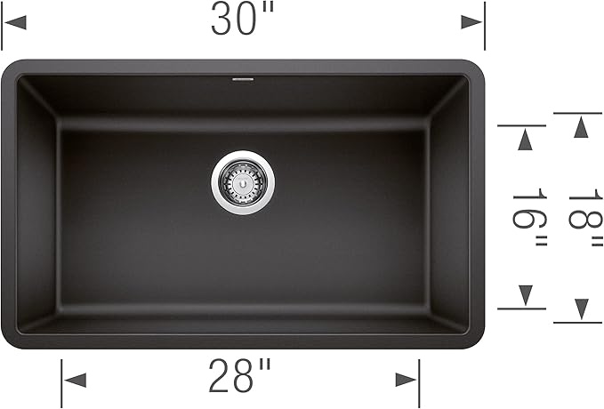 BLANCO 442534 Precis Single Bowl-Anthracite 30" Kitchen Sink