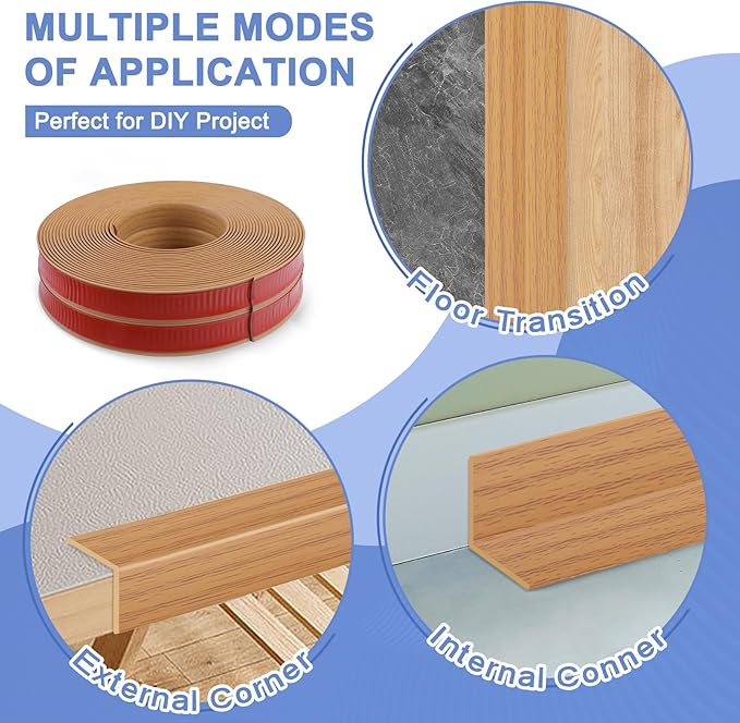 Wall Corner Protector Moulding Trim Peel and Stick Wall Corner Guards Trim Flexible Self Adhesive Edge Protector Moulding, 1.6 in x 20 Ft, Light Brown Wood