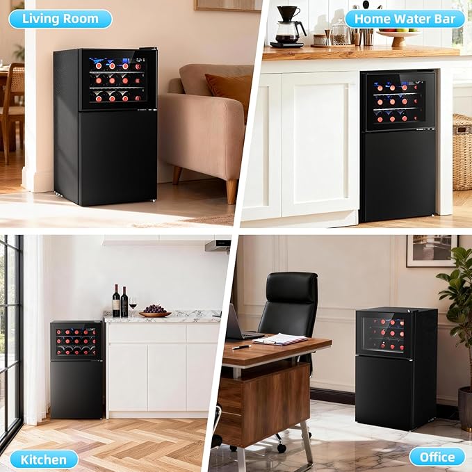 Antarctic Star 2.6 Cu. Ft. Mini Fridge with Freezer, Compact Refrigerator with Temperature Control, Reversible Door, LED Light, Energy Efficient for Home/Office/Bar/Bedroom