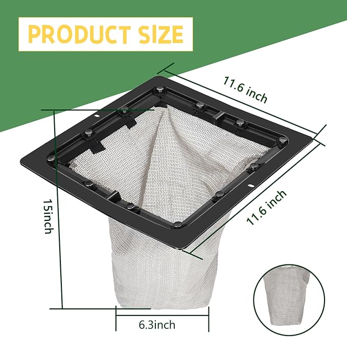 Catch Basin Drain Filter, Square Catch Basin Drain Filter for 12 Inch Clog-Free Drainage and Infiltration Systems, Removable Filter, for Garden, Lawns, Landscaping and Patios (1 Pack)