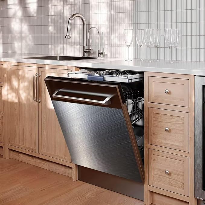 Stainless Steel Dishwasher Magnet Cover, Silver Magnetic Dishwasher Cover for Front Door Panel, Magnetic Dishwasher Decorative Panel Decal Refrigerator Sticker, 23"x 17"