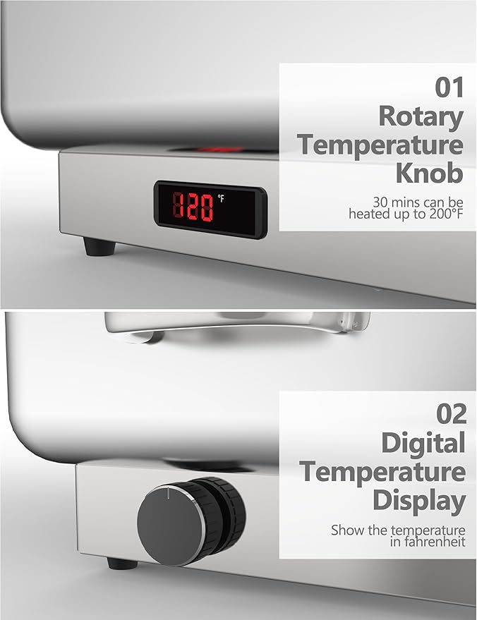 2 Pack Electric Chef Chafing Dish Buffet Set 9QT Buffet Servers and Warmers Digital Display Temperature with 1 Full-Size Pan & 2 Half-Size Pan Warming Tray for Parties Commercial
