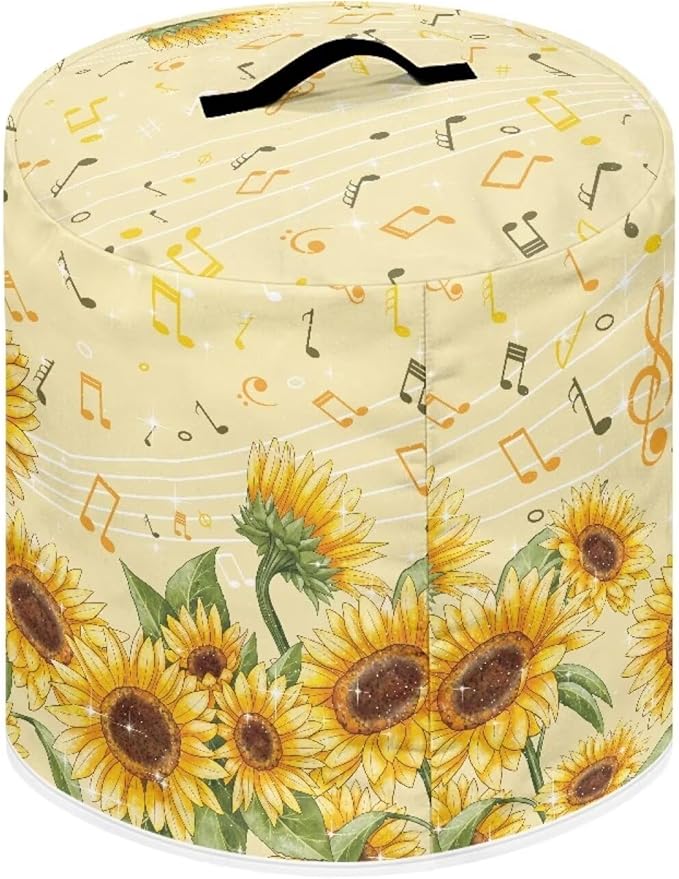 Flashideas Sunflower Note Pressure Cooker Cover for Women Insulated Rice Cooker Cover with Easy to Clean Lining Waterproof Dust Cover with Pockets for Instant Pot 6 Quart Appliance Cover