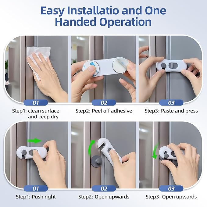 5-Pack Child Proof Refrigerator Lock with 3M Adhesive, Baby Child Safety Cabinet Locks, Kids Safety Fridge Locks for Oven Drawers Freezer Door Latches- White