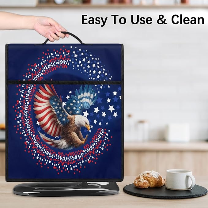 Kitchen Aid Mixer Cover Animal Eagle American Flag Stand Mixer Cover Compatible with 6-8 Quarts Stand Mixers, Dust Covers with Zipper Pocket Foldable Washable Kitchen Aid Organizer Bag