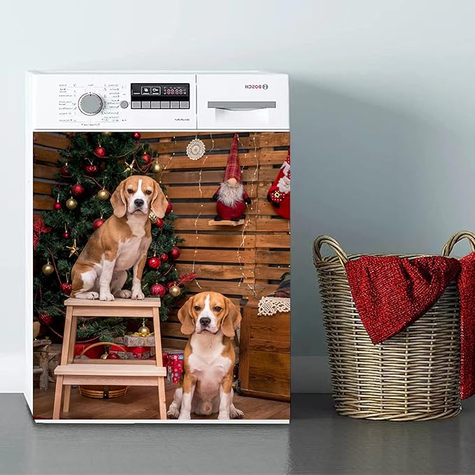 Custom Dishwasher Magnet Cover Panel with Pet Picture, Personalized Winter Sticker Cover for The Front Magnetic Decorative Refrigerator Washing Machine Door Cover Home Season Decor, 26" x 23"