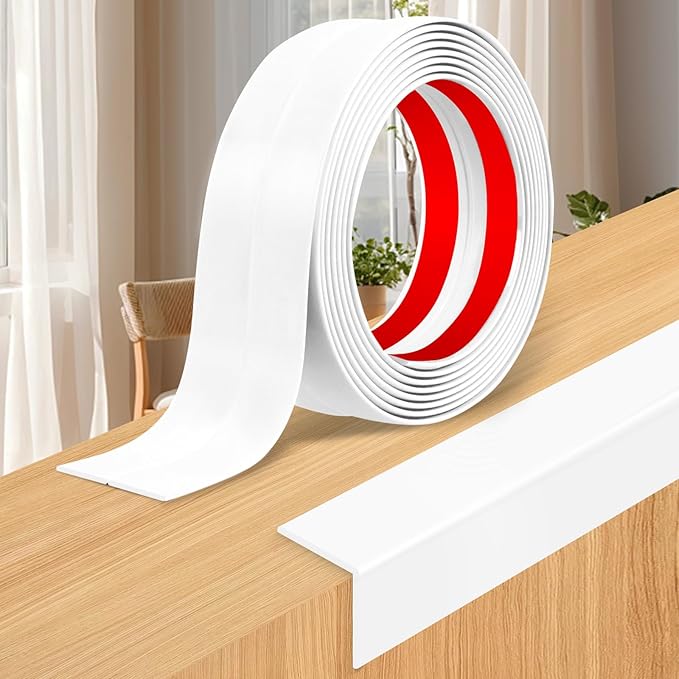 Wall Corner Protector Moulding Trim Peel and Stick Wall Corner Guards Trim Flexible Self Adhesive Edge Protector Moulding, 0.8 in x 20 Ft, White