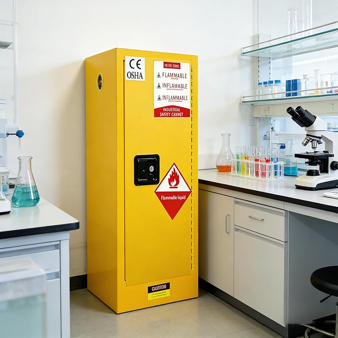 Flammable Safety Cabinet 38"H x 24"D x 24"W, Galvanized Steel Flammable Storage Cabinet, Adjustable Shelf Fireproof Cabinet, for Commercial Industrial Home Use