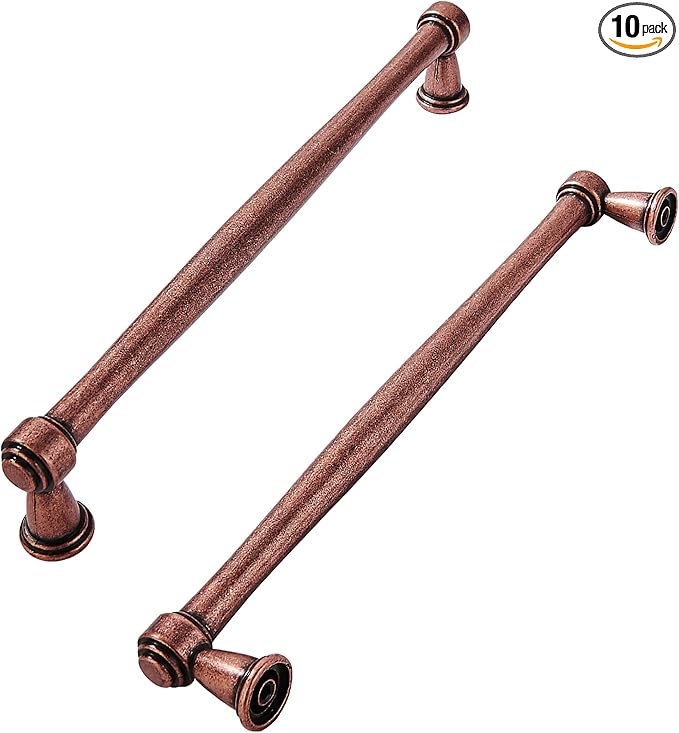 khtumeware 10 Pack 8 Inch(203mm) Antique Copper Cabinet pulls Kitchen Cabinet Handles Kitchen Cabinet Hardware for Cupboard Drawer Handles Dresser Pulls