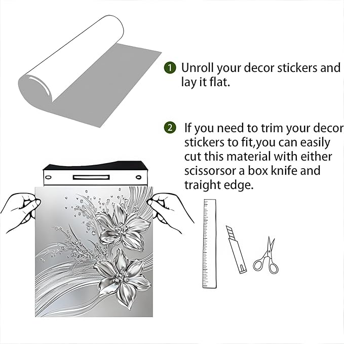 Flowers Dishwasher Magnet Cover 23x26 Inch Silver Floral Refrigerator Sticker Washer Kitchen Decor Floral Magnets Kitchen Decorative Sticker Refrigerator Magnets Decor Appliance Panel