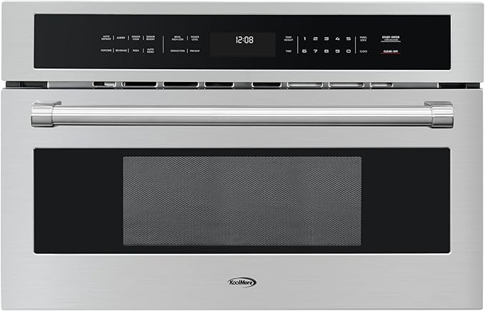 KoolMore 30 in. Built-in Microwave with Convection Oven and Air Fryer, 1000W Power with 10 Levels, UL Listed and 1.6 cu. ft. Capacity in Stainless-Steel (KM-CWO30-SS)