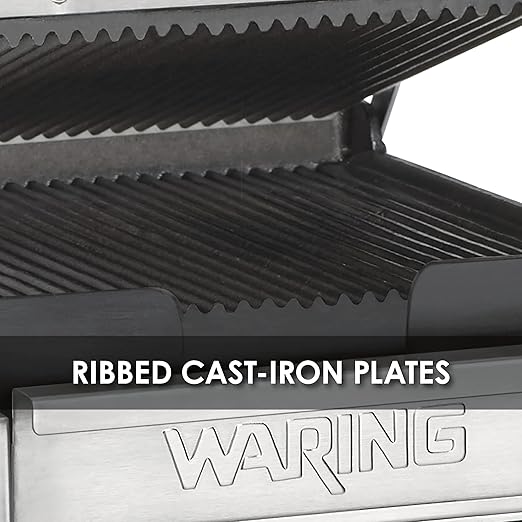 Waring Commercial WPG150 Compact Italian-Style Panini Grill, 120-volt, Silver
