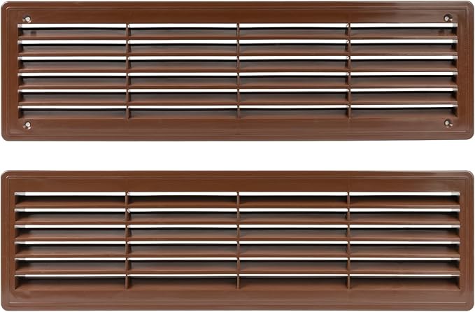 Repa Market 18" x 5" Inch (Outer Size) Pack of 2 Brown Plastic Louvered Door Vents for Interior Doors – 2 Sided Two Way Door Air Return and Intake Cover – Door Air Vent Grille Rectangular Door Vent