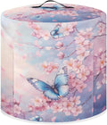 Xoenoiee Butterfly Pink Cherry Blossom Print Pressure Cooker Cover for Kitchen Appliance Dust Cover with Pockets for Rice Cooker Air Fryer Slow Cooker, for 6 Qt Pot