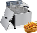 TROPOW 11L Commercial Deep Fryer | 304 Stainless Steel Electric Countertop Fryer with XL Basket & Lid | 1700W 110V for Restaurant & Home Kitchen