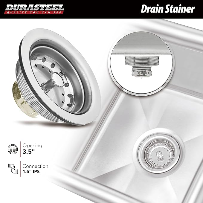 DuraSteel 304 Commercial Stainless Steel Utility Sink - 18 Inch Tub Freestanding Prep Kitchen Sink - NSF Hand Wash Station for Kitchen Sinks, Outdoor, Laundry Room, Garage Slop Small Kitchenette