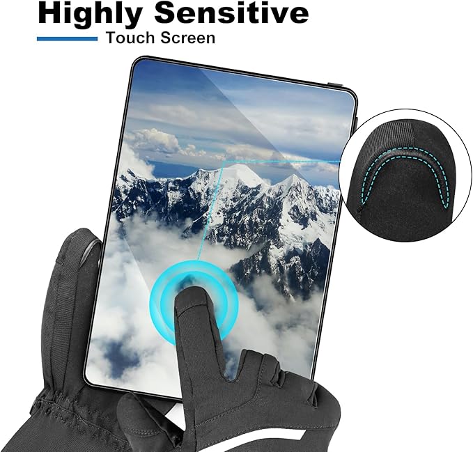 Heated Ski Gloves, Unisex Winter Skiing Gloves, 7.4V Battery Power Rechargeable Heating Glove for Women & Men Skiing, Snowboarding, Snowmobile, Outdoor Sports