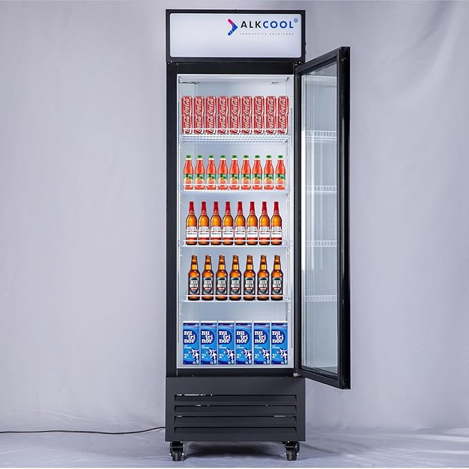 Commercial Beverage Refrigerator Display Fridge,9 Cu Ft Tall Small Single Door Merchandiser Drink Cooler with LED Light Adjustable Shelves,ETL Sanitation
