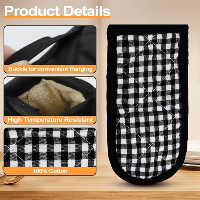 4PCS Cast Iron Skillet Handle Cover - Heat Resistant Cotton Pan Pot Handle Covers, Non-Slip Hot Handle Covers, Machine Washable Handle Mitts, Kitchen Baking Cooking BBQ Supplies