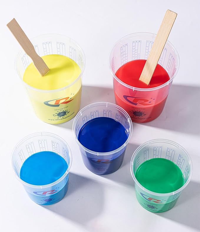 Paint Mixing Cup 40 Ounce, Accurate Measurements in Ratios and OZ. and ML, 12PCS Plastic Graduated Measuring Cups for Paint, Resin, Epoxy, Acrylic, Pigments, Art
