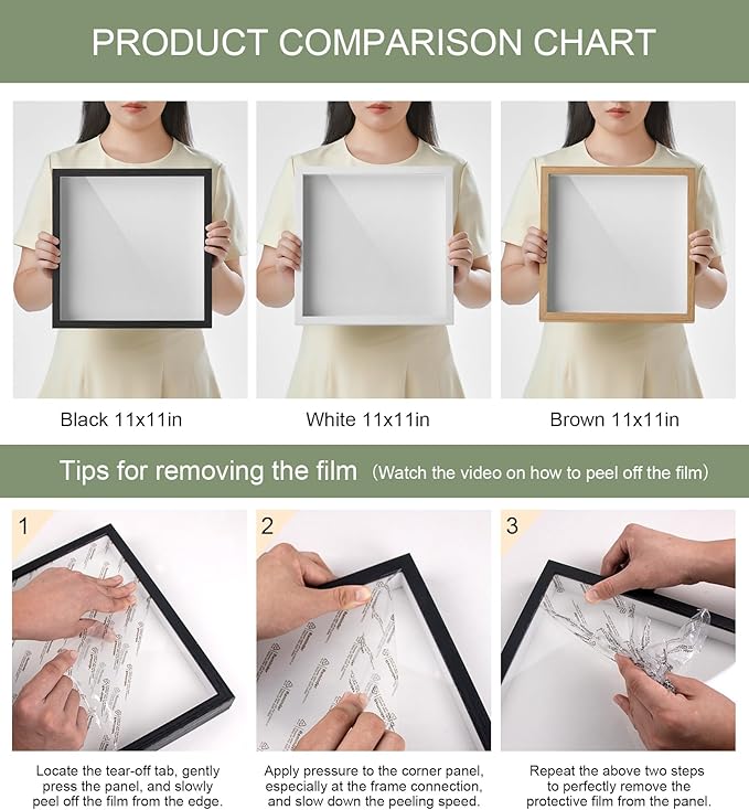 11x11 Shadow Box Display Case Picture Frame with Soft Linen Back, Deep White Shadow Box 11x11 for Flowers Medal Display Case Jersey pet Graduation Memorabilia Baby Ltems Crafts Photos