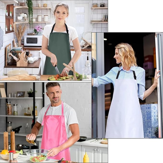 2 Pack Waterproof Rubber Vinyl Apron 40 Inch Chef Aprons for Men Heavy Duty Chemical Work Apron Extra Long Grilling Aprons with Adjustable Bib Apron for Dishwashing Lab Butcher Cooking Kitchen PINK