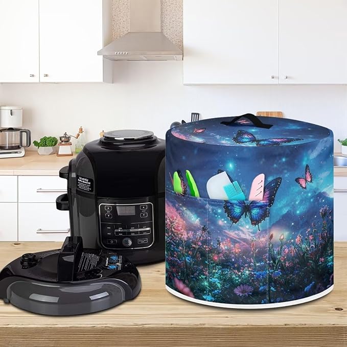 Purple Butterfly Dust Cover Compatible with 8 QT Instant Pot and Extra Accessories for Electric Pressure Cooker Rice Cooker and Air Fryer Insulated Protector Cover Keep Appliance Clean