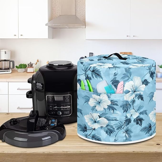 TODIYADDU Elegant Floral Air Fryer Cover Dust Cover Leaves Instant Pots Pressure Cooker Cover Compatible with Most Kitchen Appliances Exquisite Instant Pots Pressure Cooker Accessories Presents