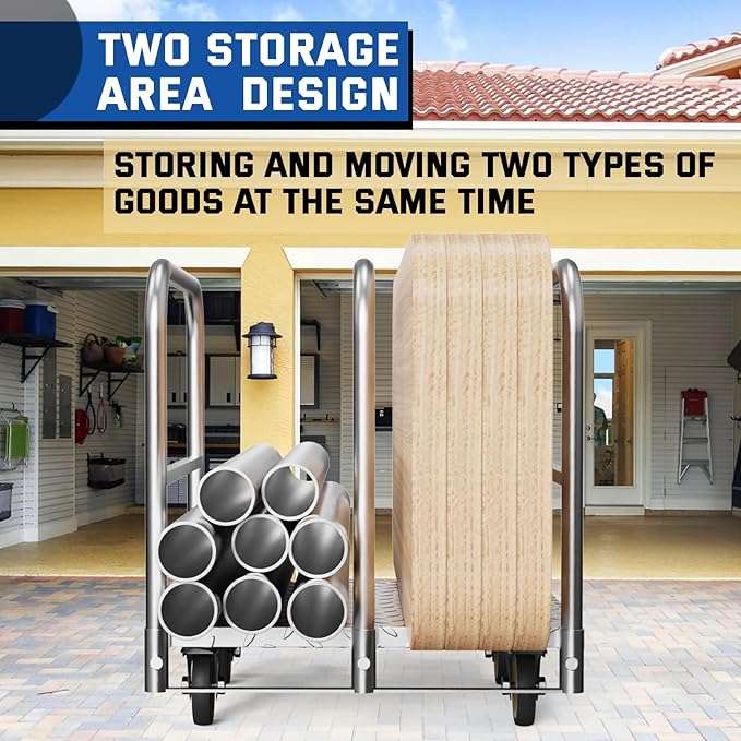 Panel Cart, Heavy Duty Flatbed With 5In Swivel Caster 1500LBS Weight Capacity for Lumber Drywall Mattress Transporting Heavy Loads With Ease and Efficiency - 2PCS Straps for Platform Trucks